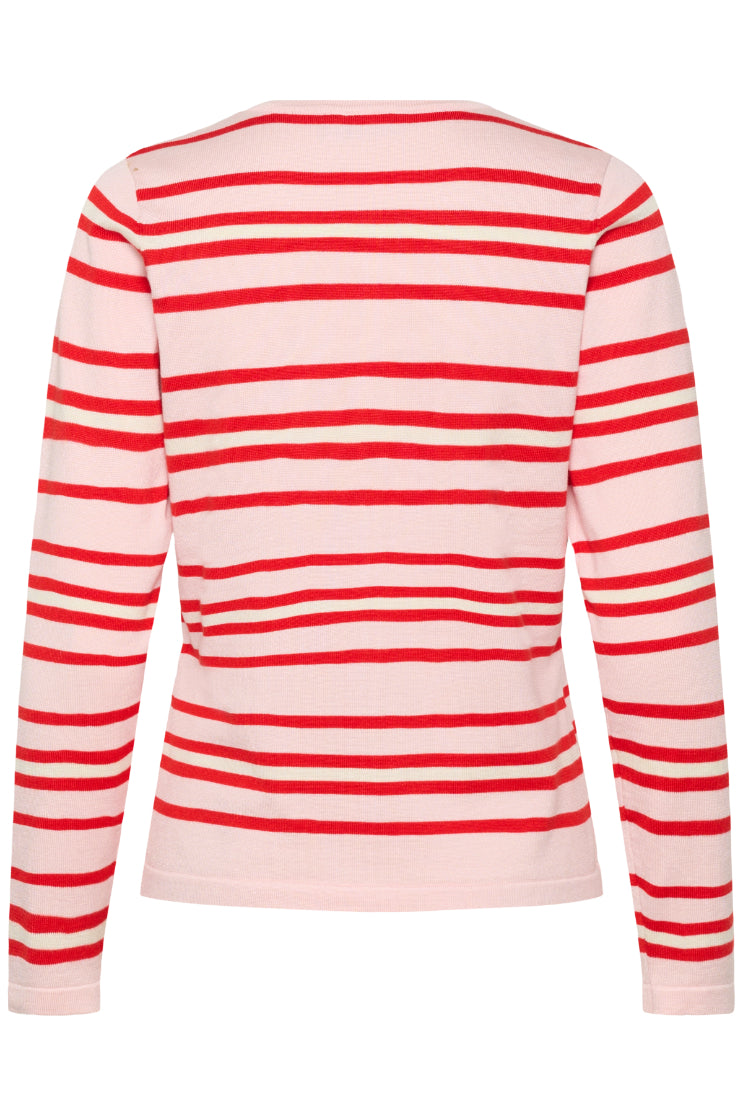 Pila Cardigan | Chalk Pink/Red Stripe