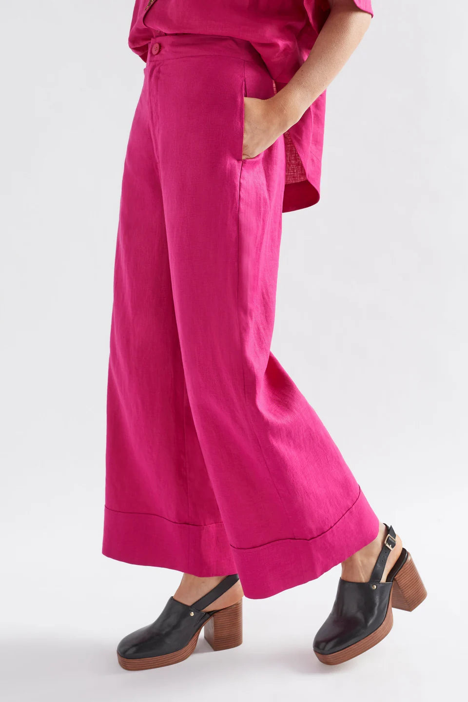 Anneli Light Linen Pant | Bright Pink