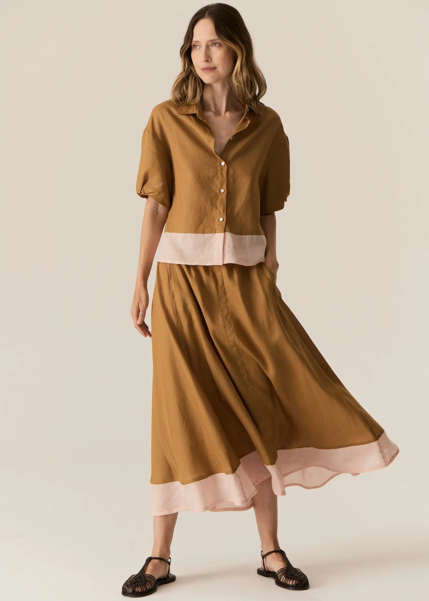 Speck Contrast Shirt | Ginger/Pink