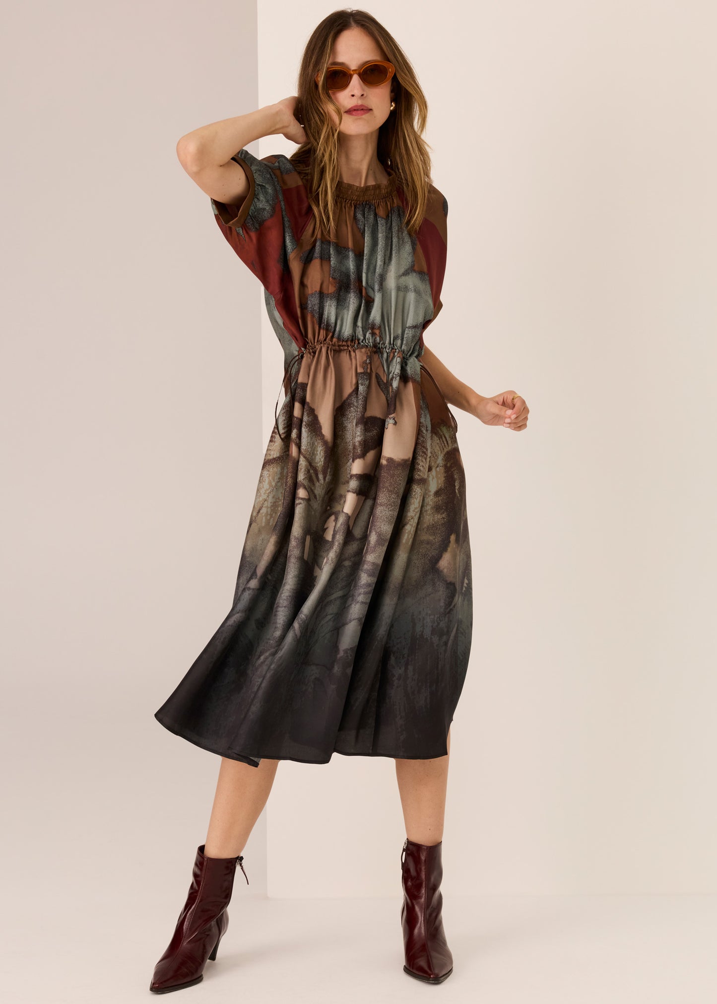 Palisades Silk Drawcord Dress