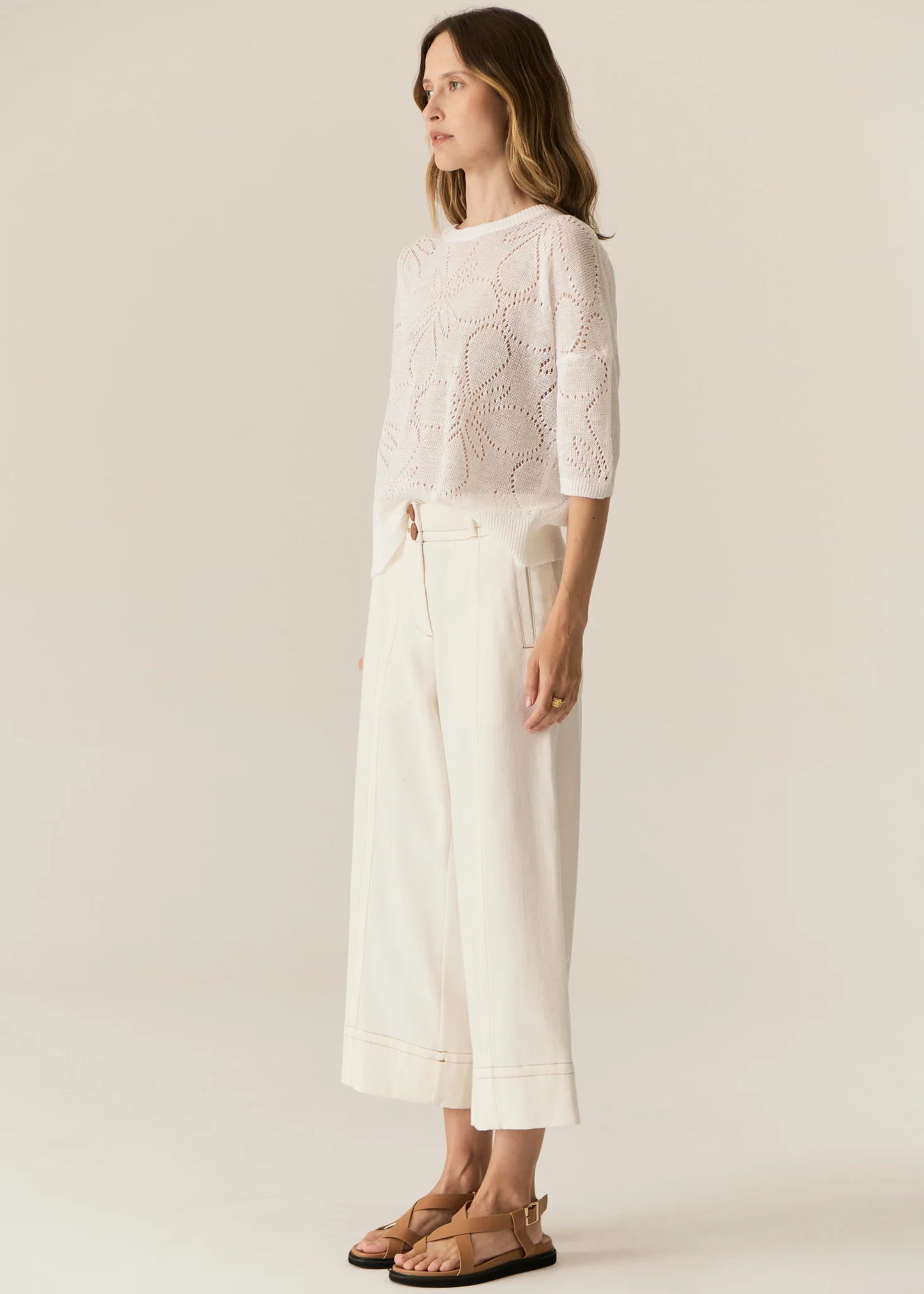 Carsen Crop Denim Pant | Ecru