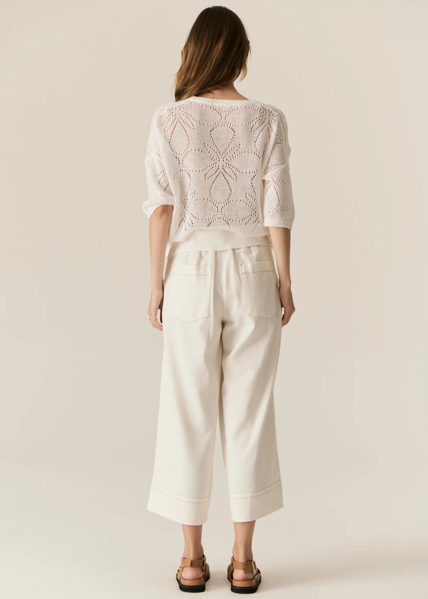 Carsen Crop Denim Pant | Ecru