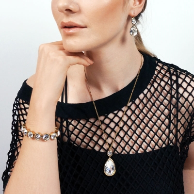 Dyrberg/Kern Valencia Shiny Gold Crystal Earrings