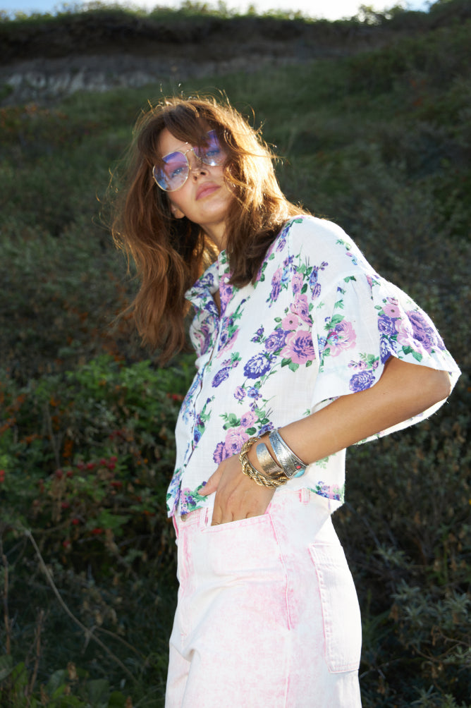 LOLLYS LAUNDRY Summer Shirt | Blue Lilac Floral