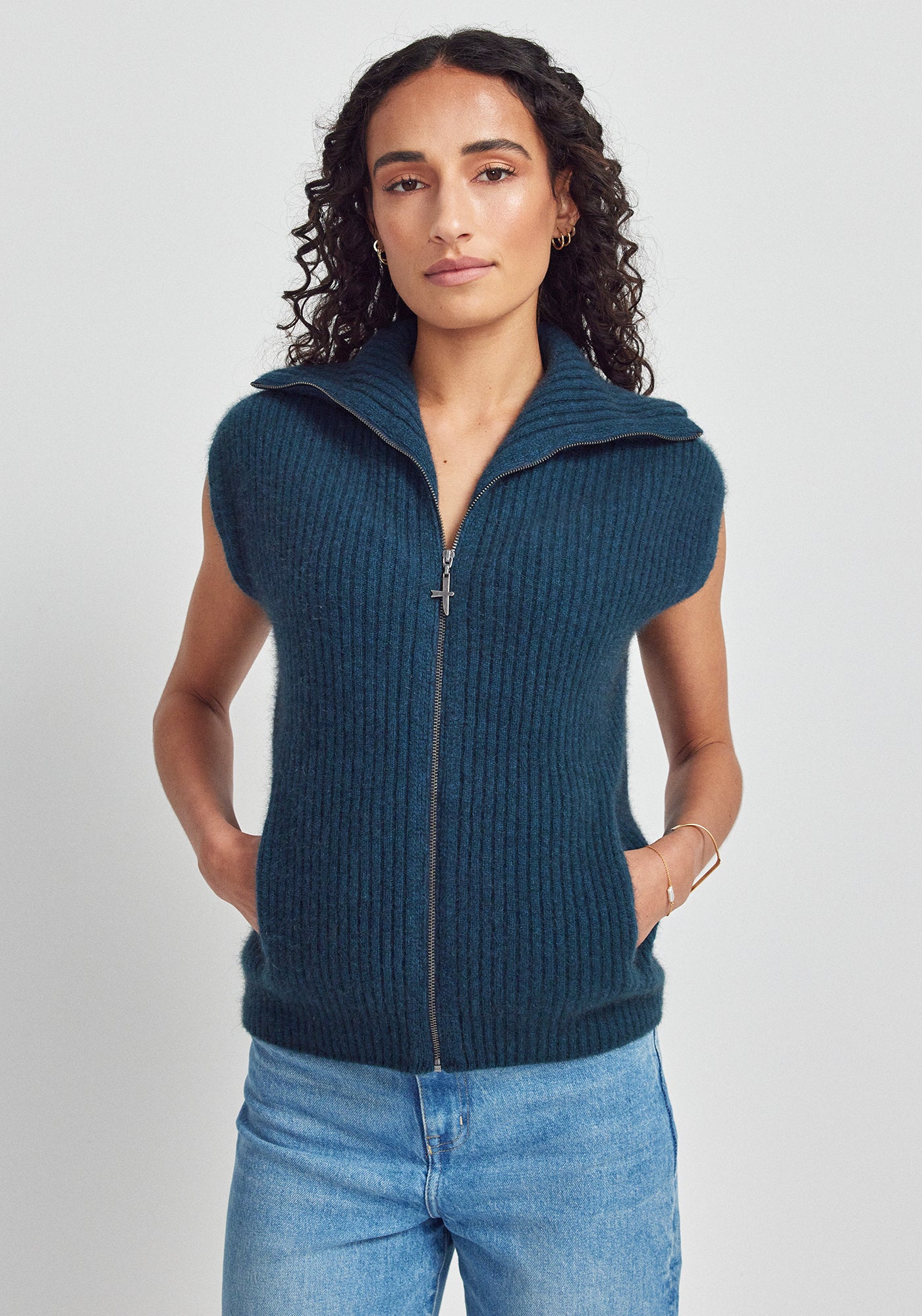 Kay Zip Vest | Deep Teal