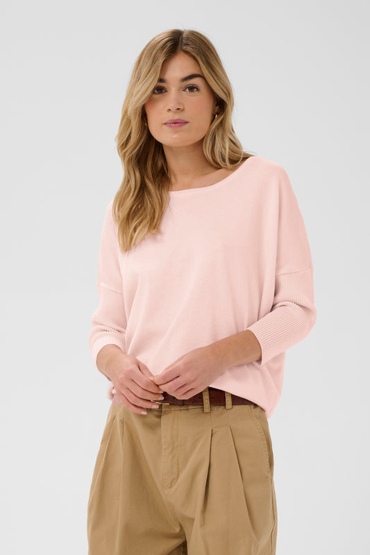 Mila Round Neck Pullover | Chalk Pink