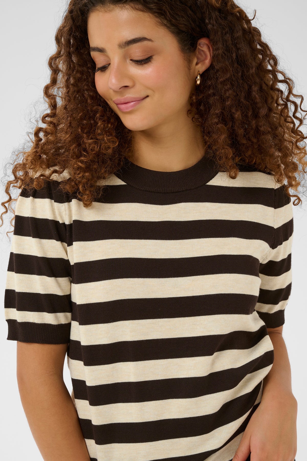 Mila Short Sleeve Striped Pullover | Brown Rice