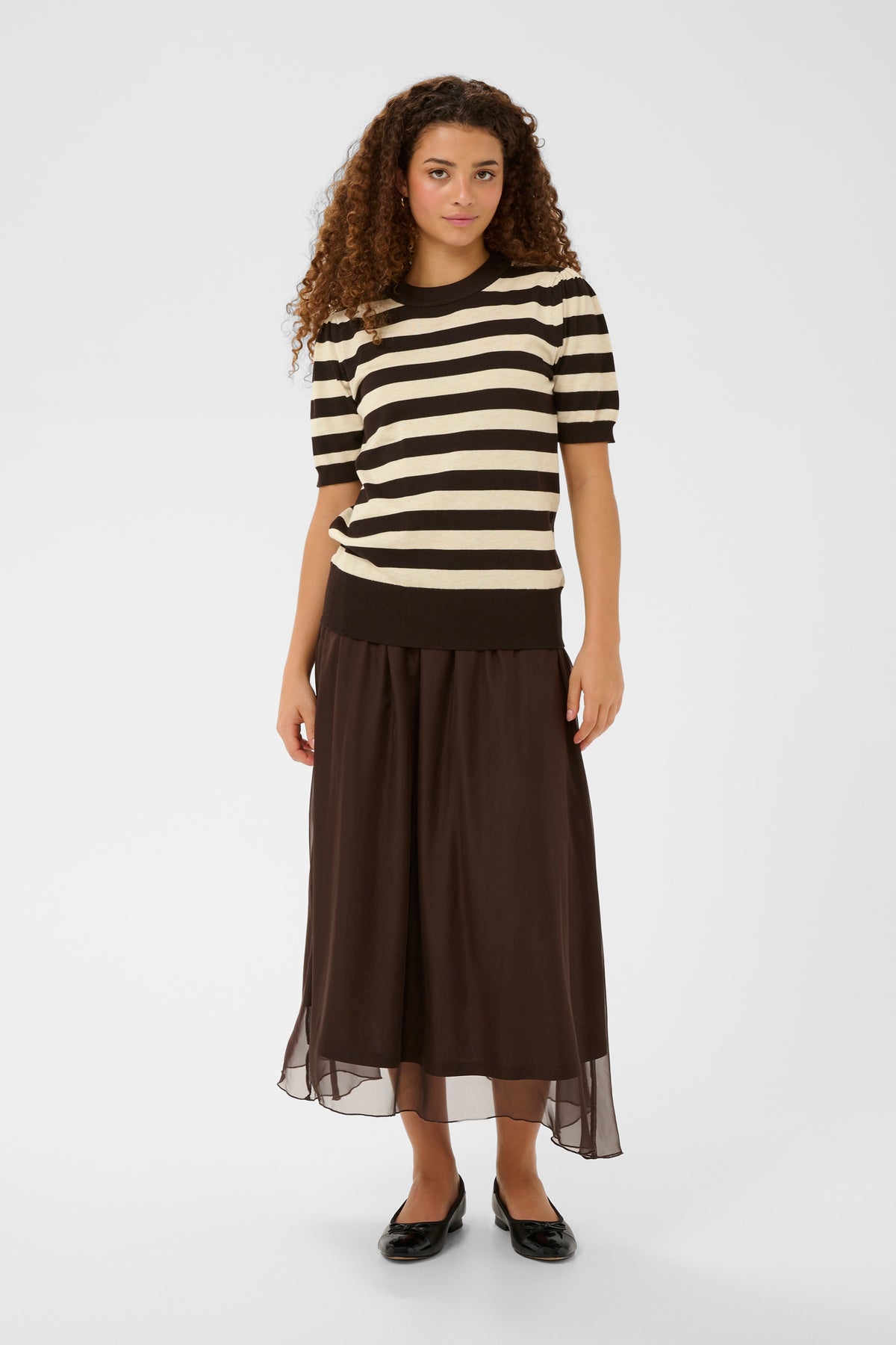 Mila Short Sleeve Striped Pullover | Brown Rice
