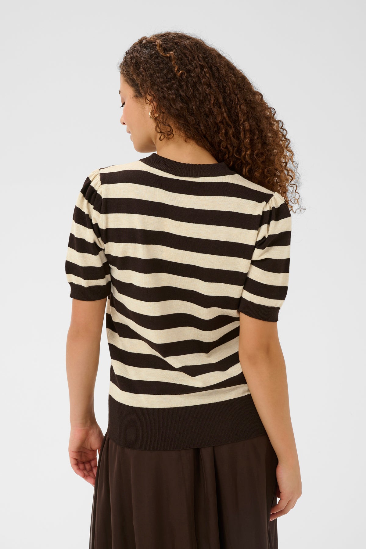Mila Short Sleeve Striped Pullover | Brown Rice