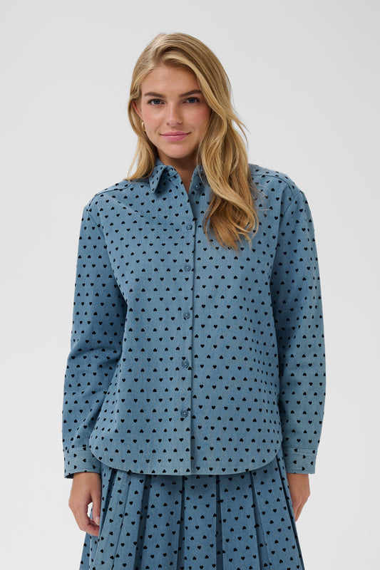 Pegina Shirt | Black Mini Hearts