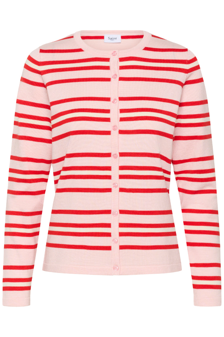 Pila Cardigan | Chalk Pink/Red Stripe