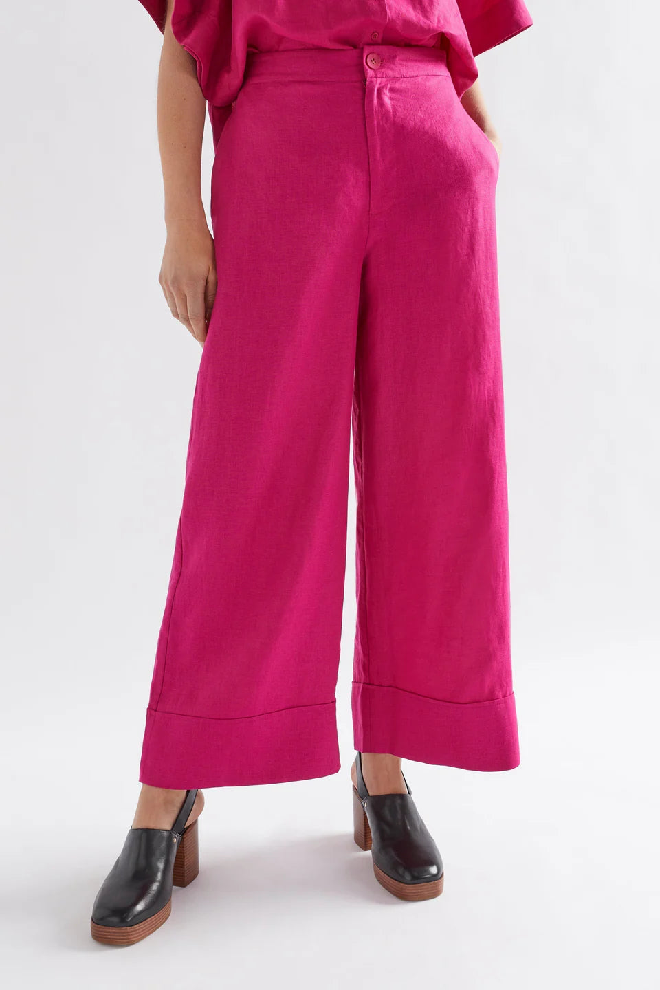 Anneli Light Linen Pant | Bright Pink