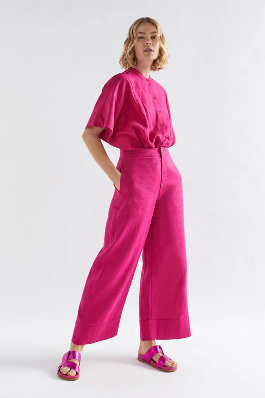 Anneli Light Linen Pant | Bright Pink