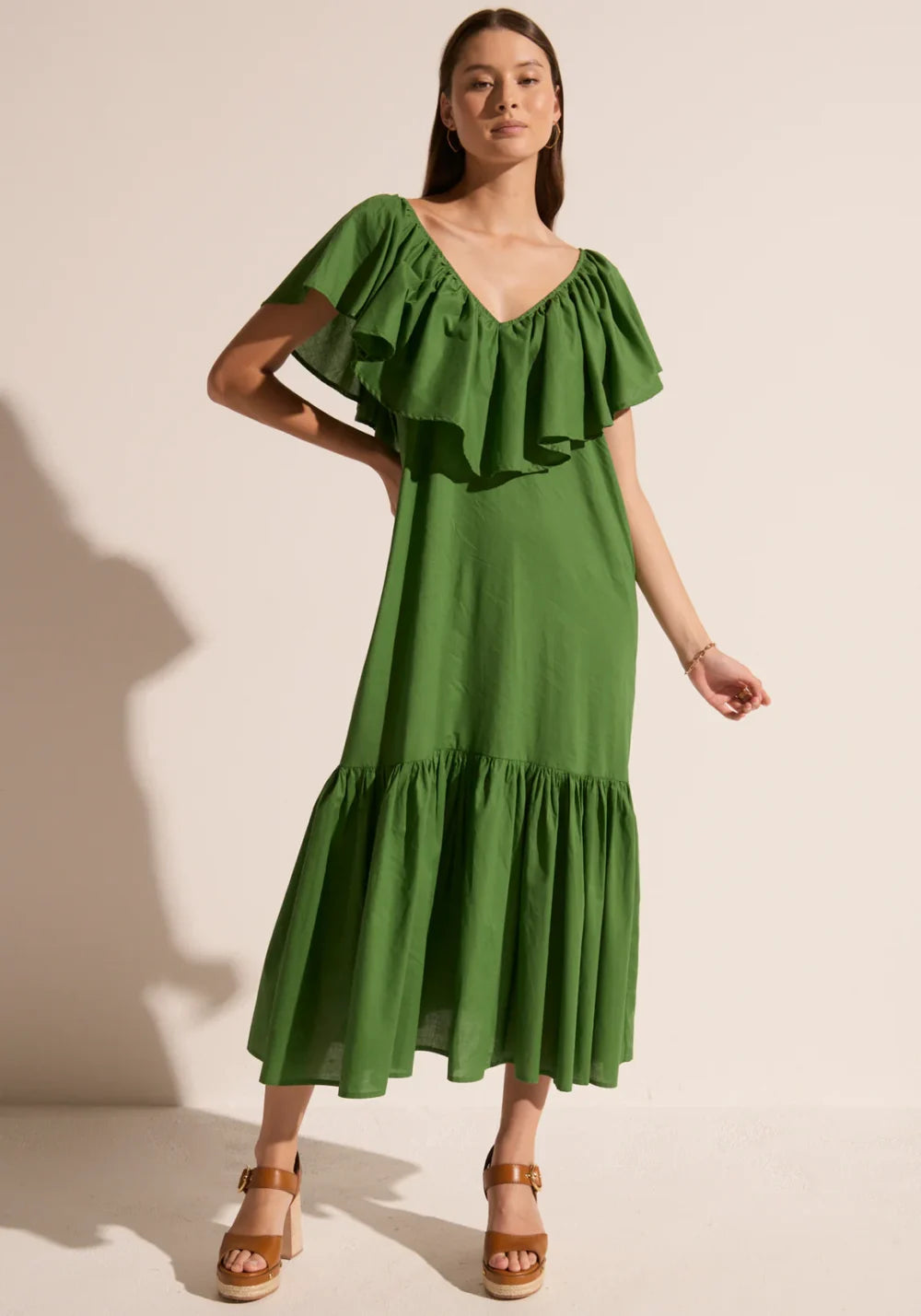 POL Clover Ruffle Dress | Green