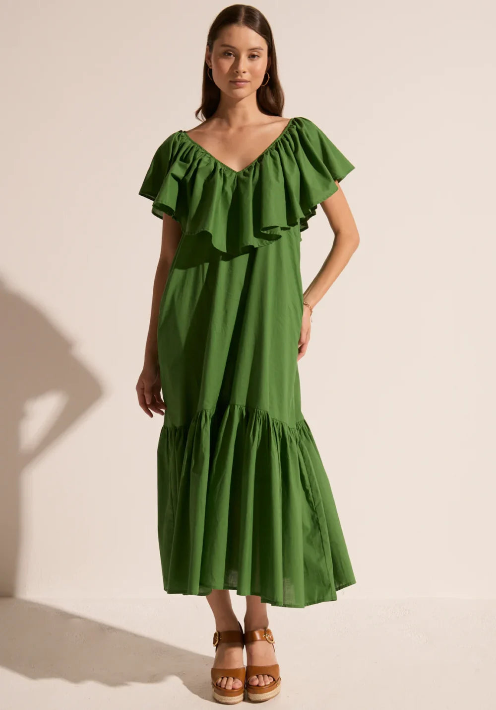 POL Clover Ruffle Dress | Green