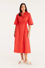 Load image into Gallery viewer, Cable Lucy Poplin Shirt Dress - Tomato
