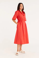 Load image into Gallery viewer, Cable Lucy Poplin Shirt Dress - Tomato
