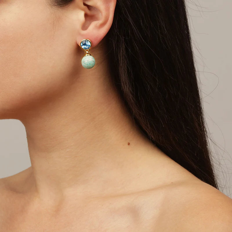 DYRBERG/KERN Naomi Gold Earrings | Aqua