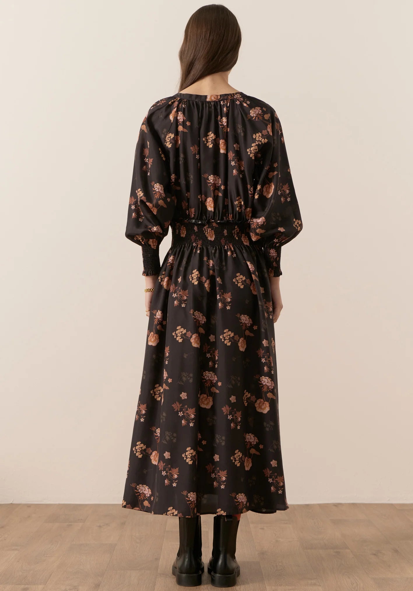 Lila Silk Shirred Dress