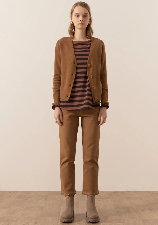 Willow V Neck Cardigan | Toffee