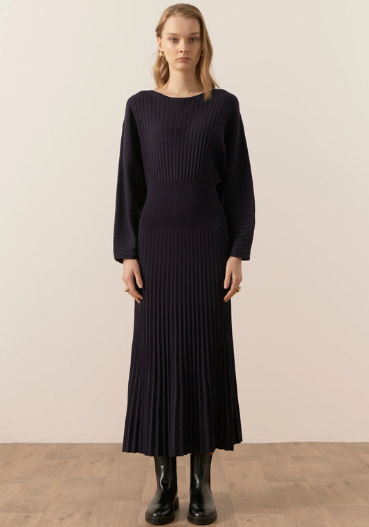 Gizelle Pleated Maxi Dress | Ink