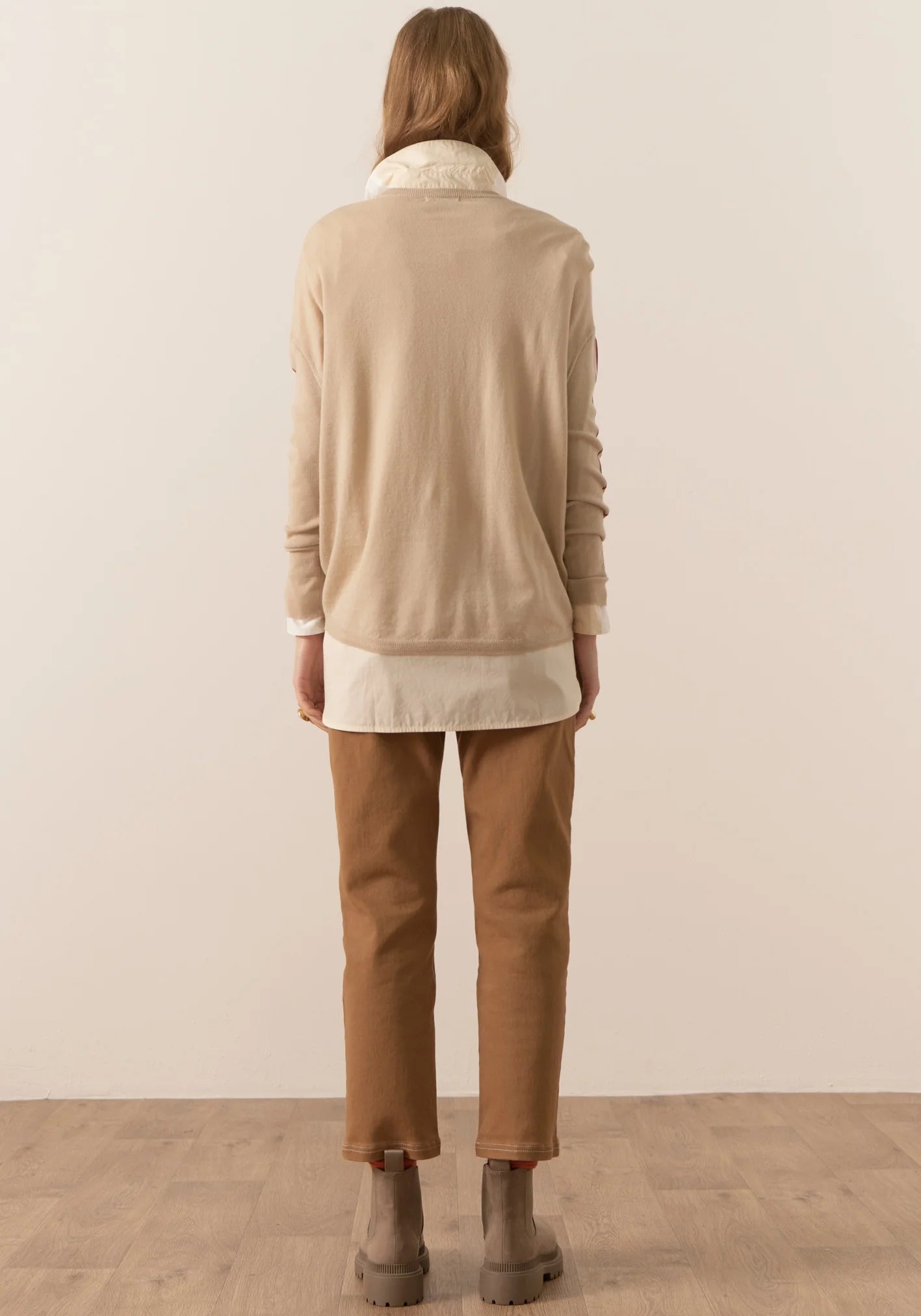 Bennet Contrast Drape Knit | Pebble/Toffee/Pink