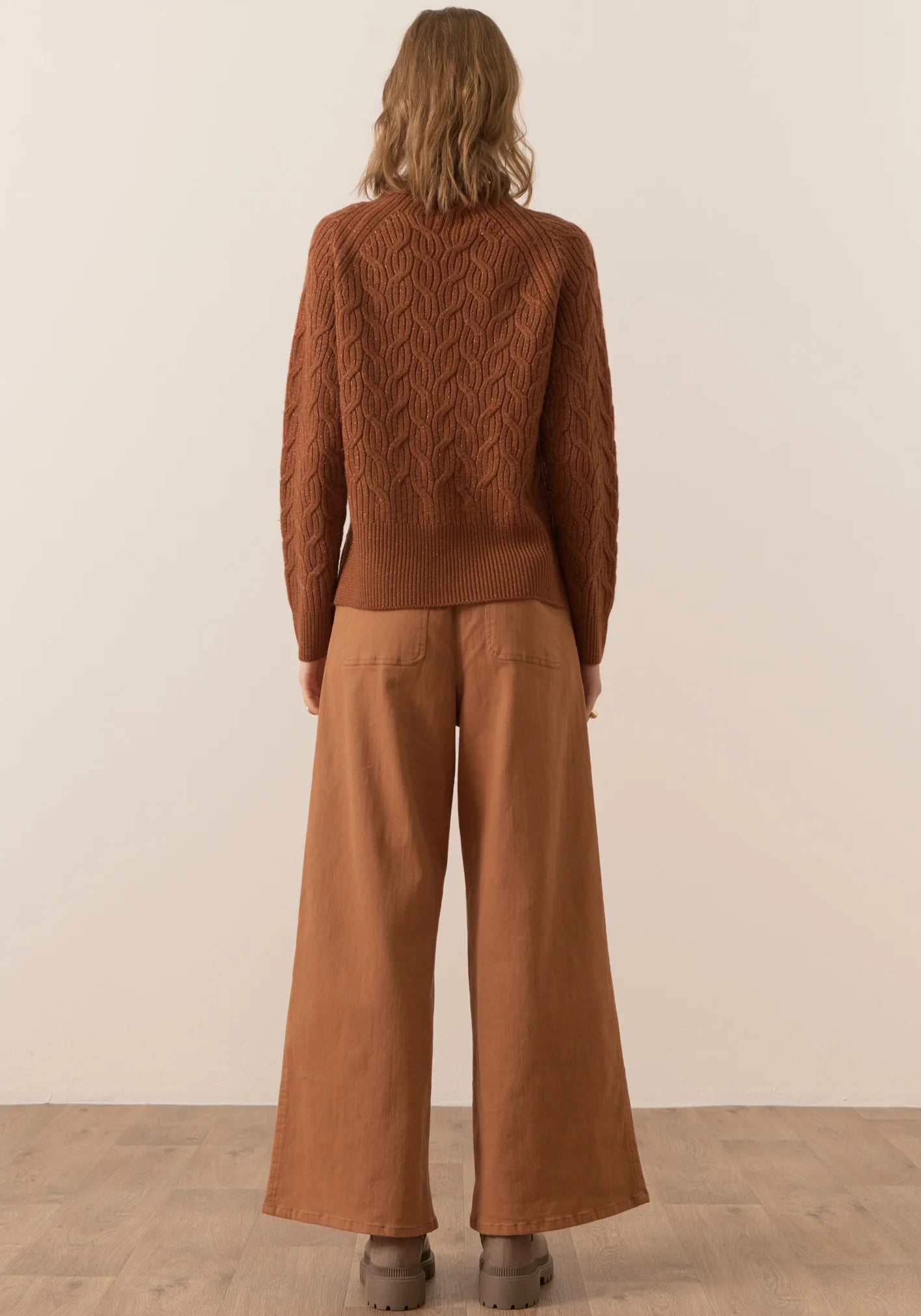 Bennet Lurex Cable Knit | Toffee