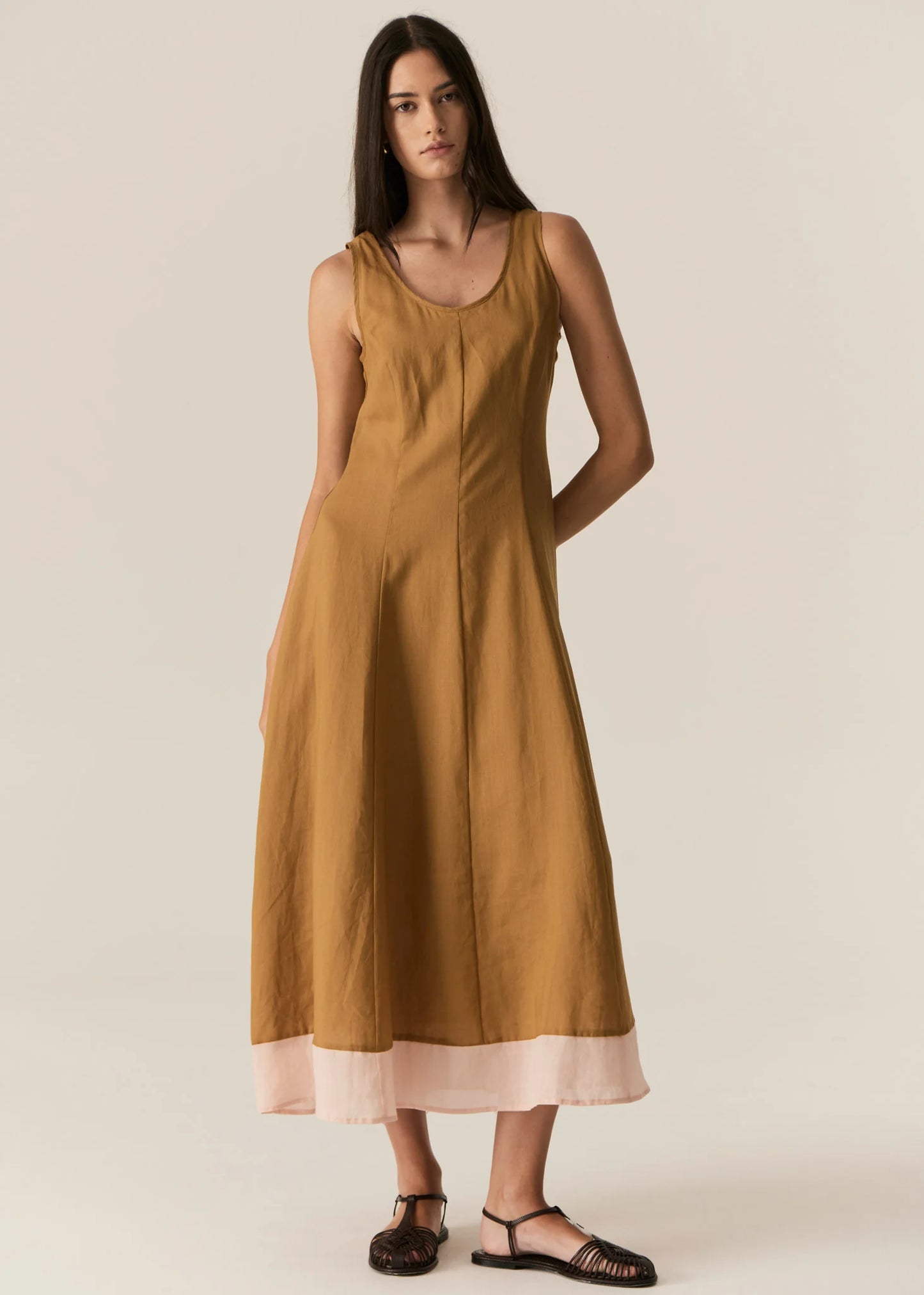 Speck Contrast Dress | Ginger/Pink