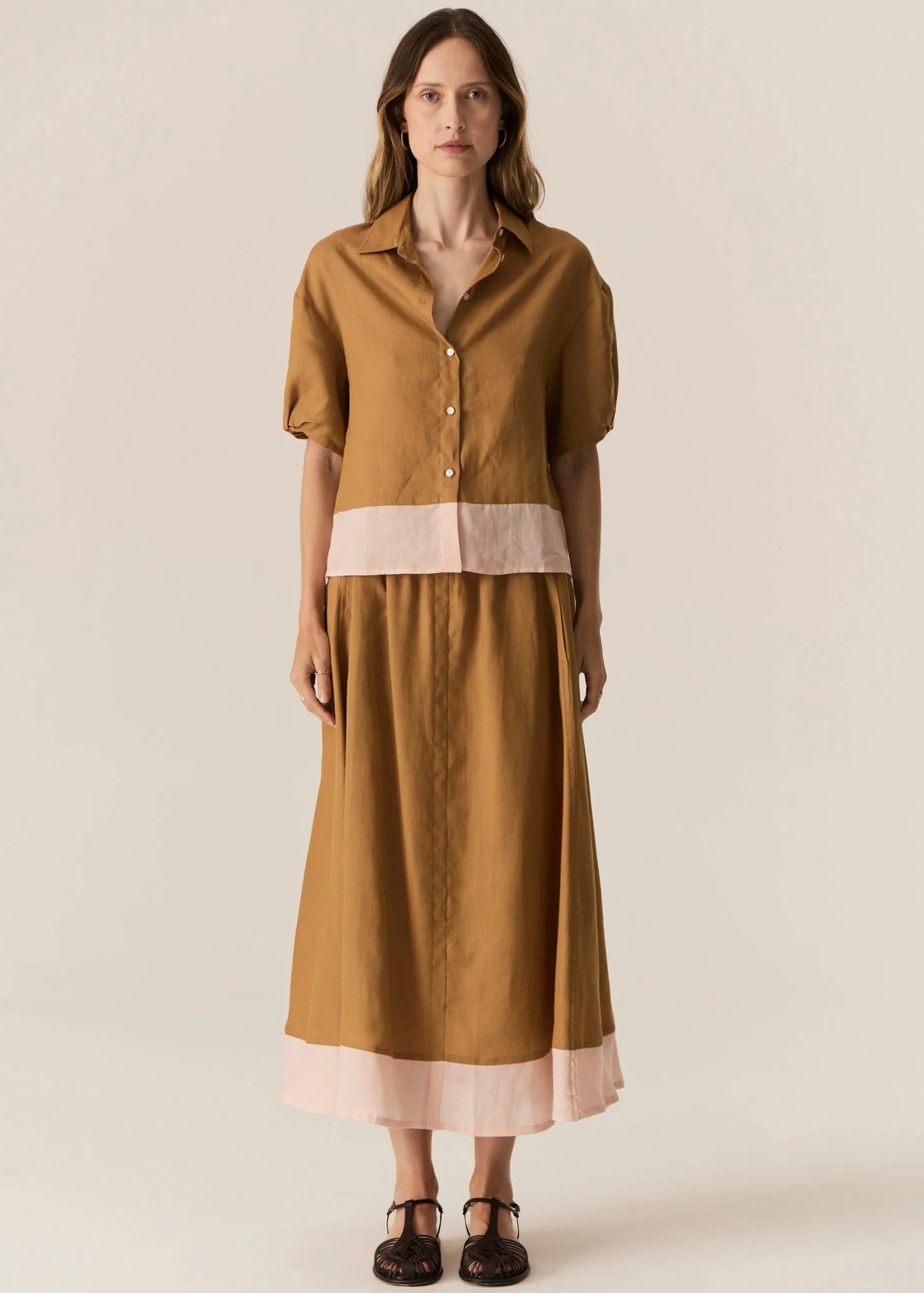 Speck Contrast Shirt | Ginger/Pink
