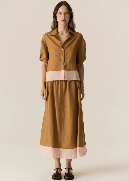 Speck Contrast Shirt | Ginger/Pink