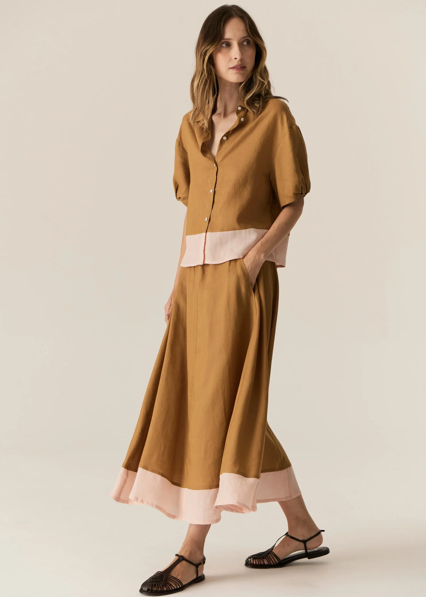 Speck Contrast Skirt | Ginger/Pink
