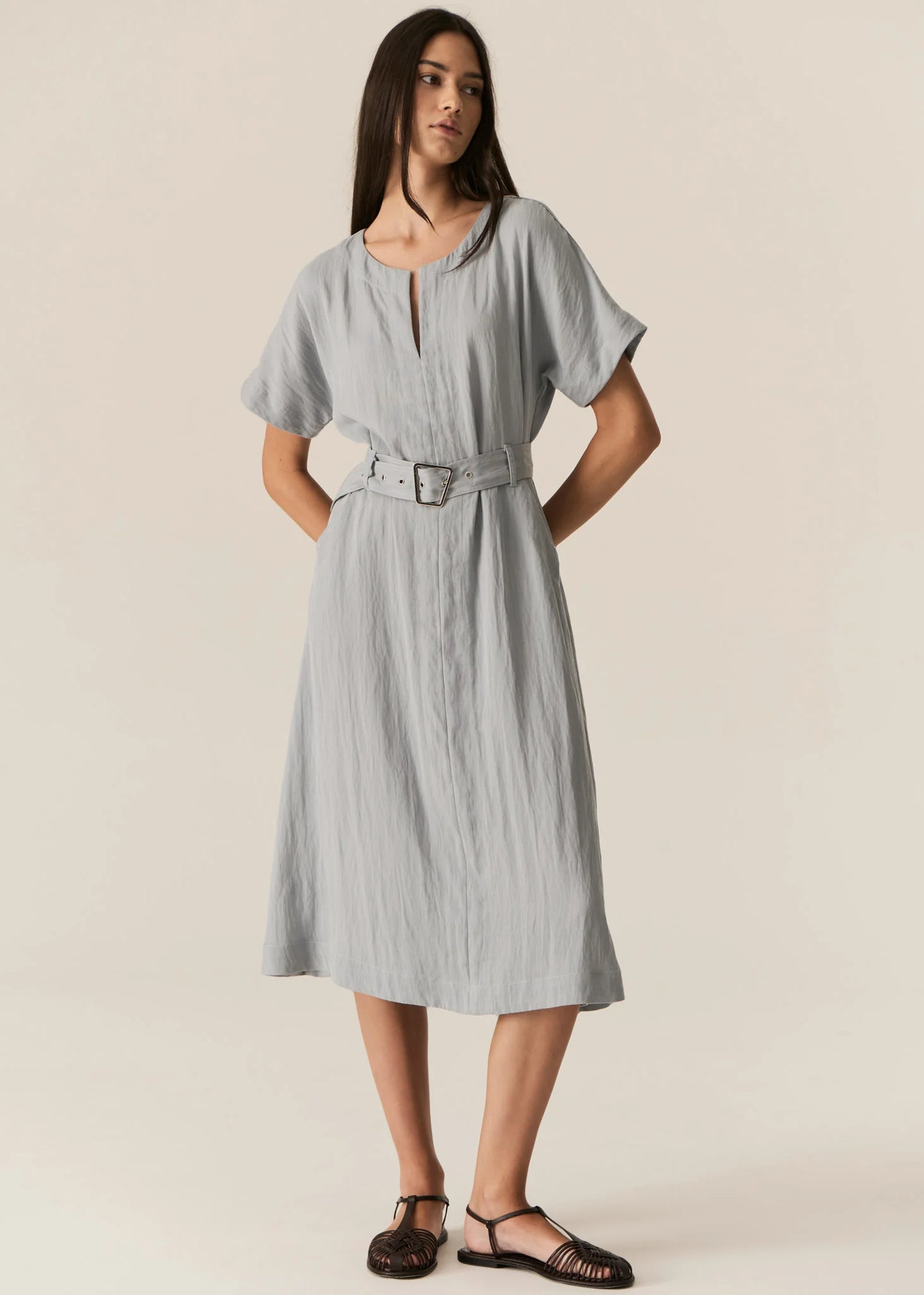 Faire Belted Dress | Sky