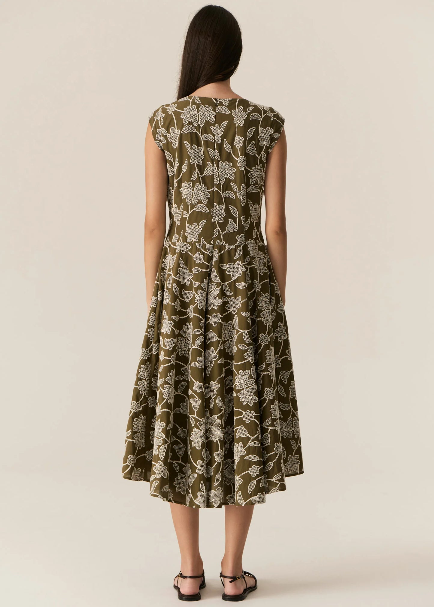Hugo Dress | Khaki Embroidery