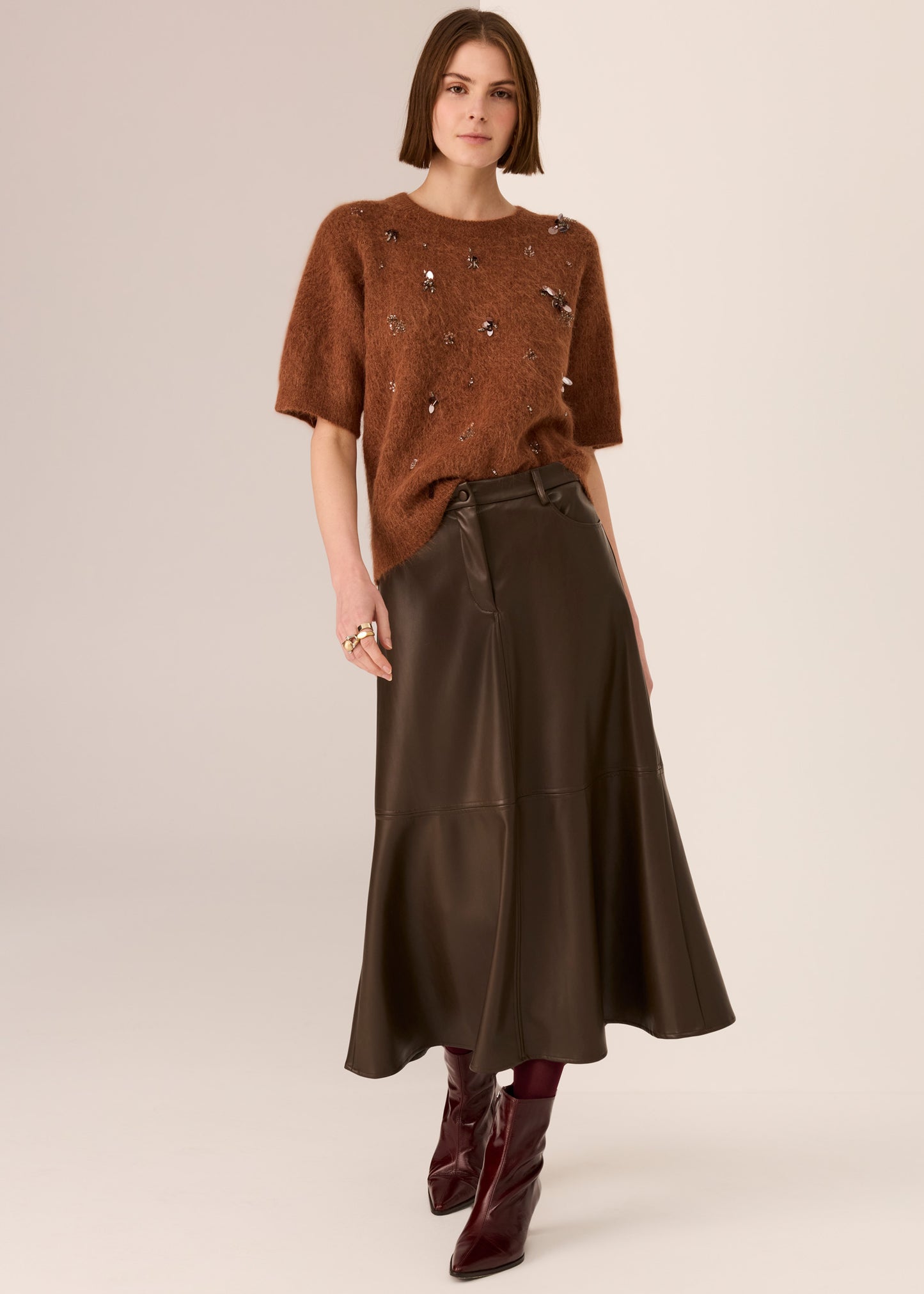 Haviland Beaded Knit Tee | Toffee