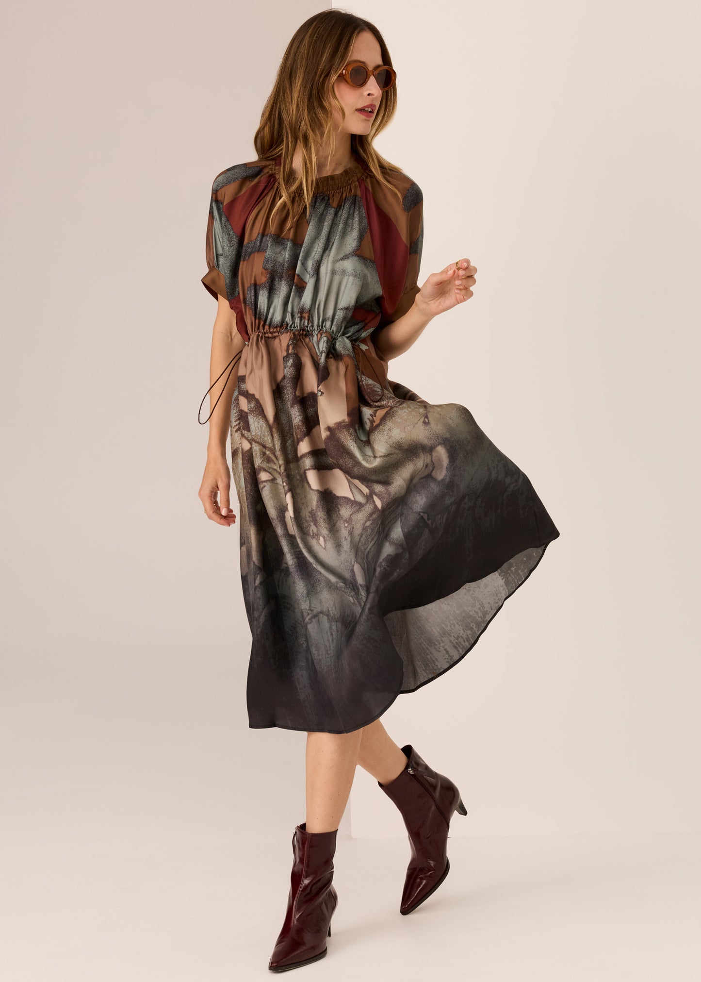 Palisades Silk Drawcord Dress