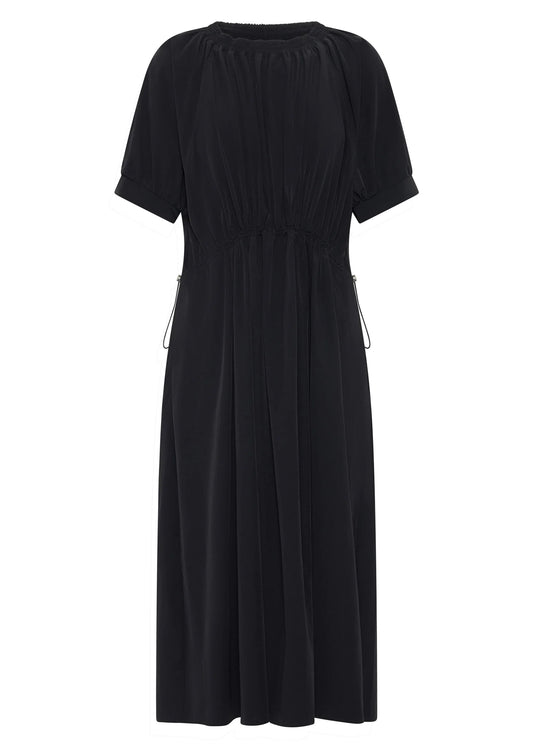 Tech Drawcord Dress | Black