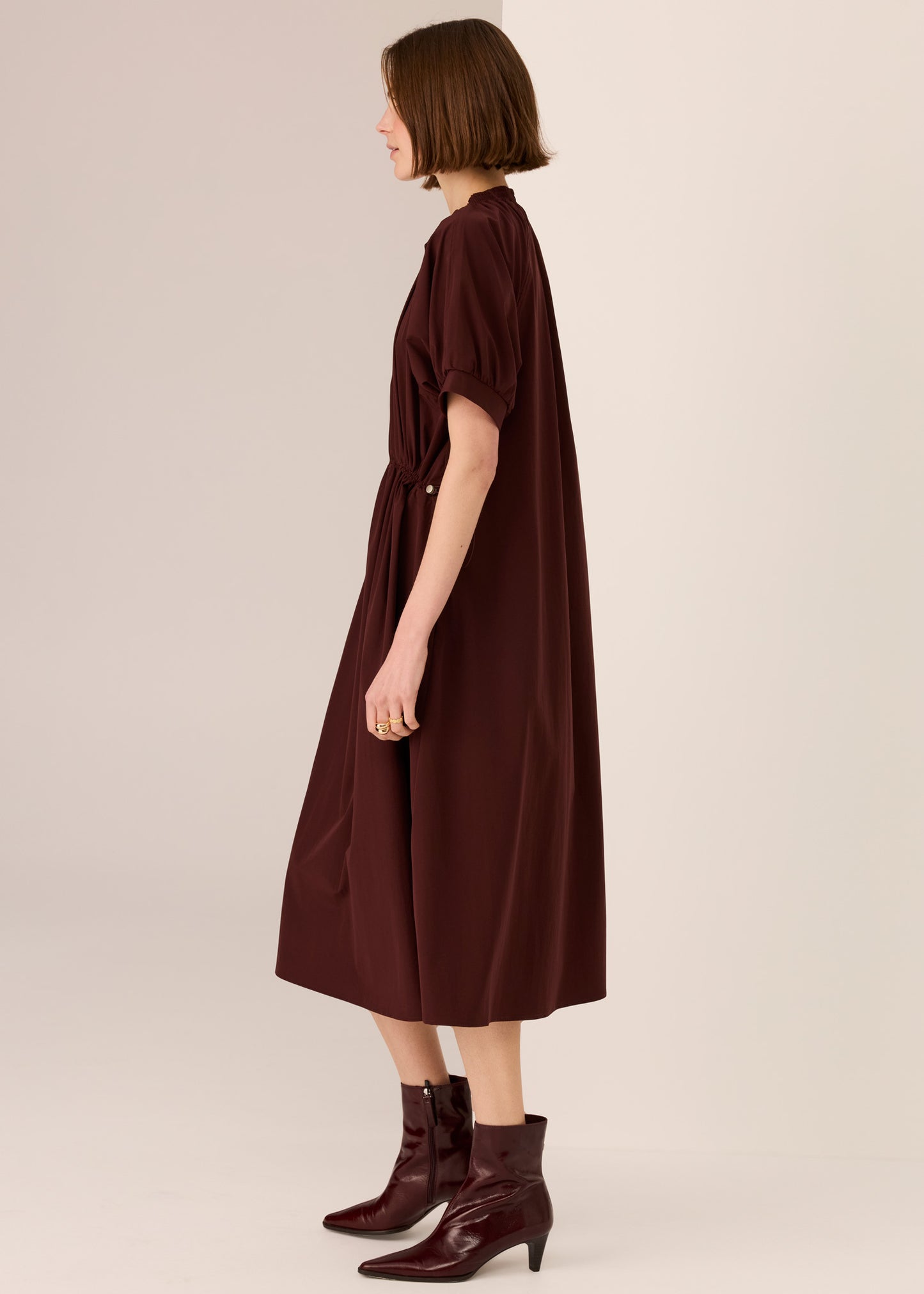 Tech Drawcord Dress | Merlot