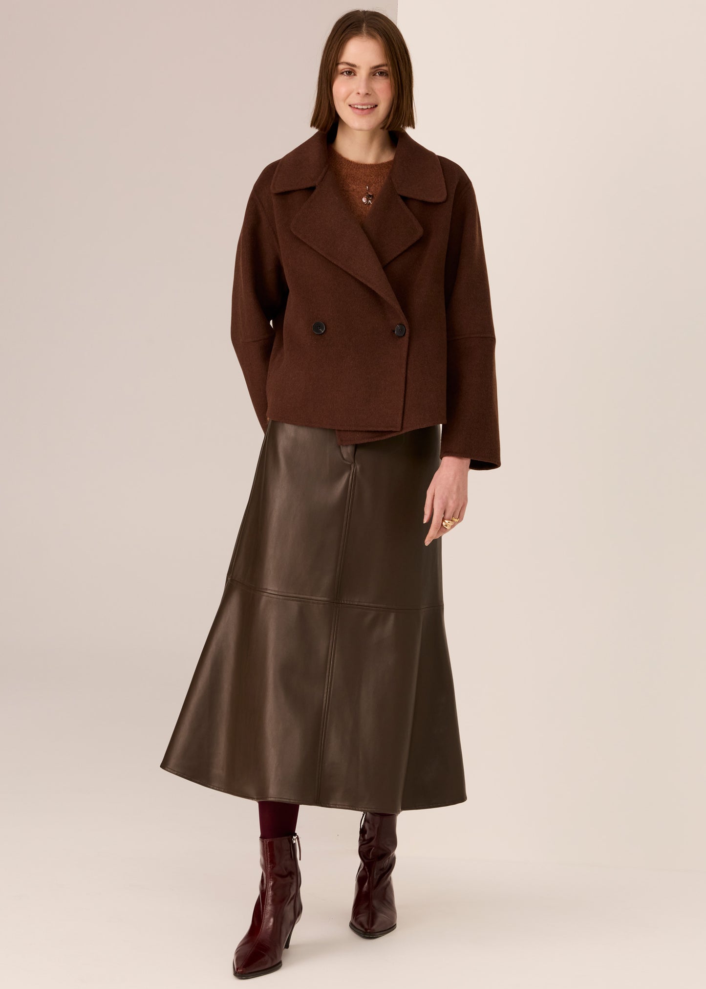 Cohen Cropped Wool Coat | Walnut
