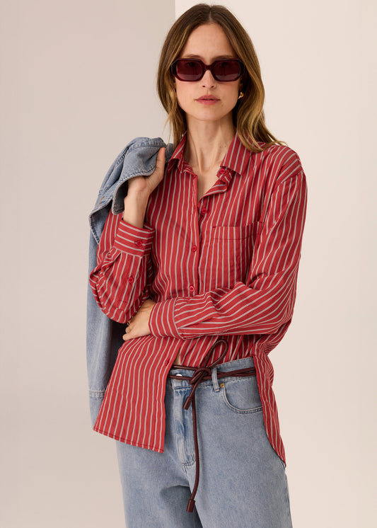 Marlon Stripe Shirt | Merlot Stripe
