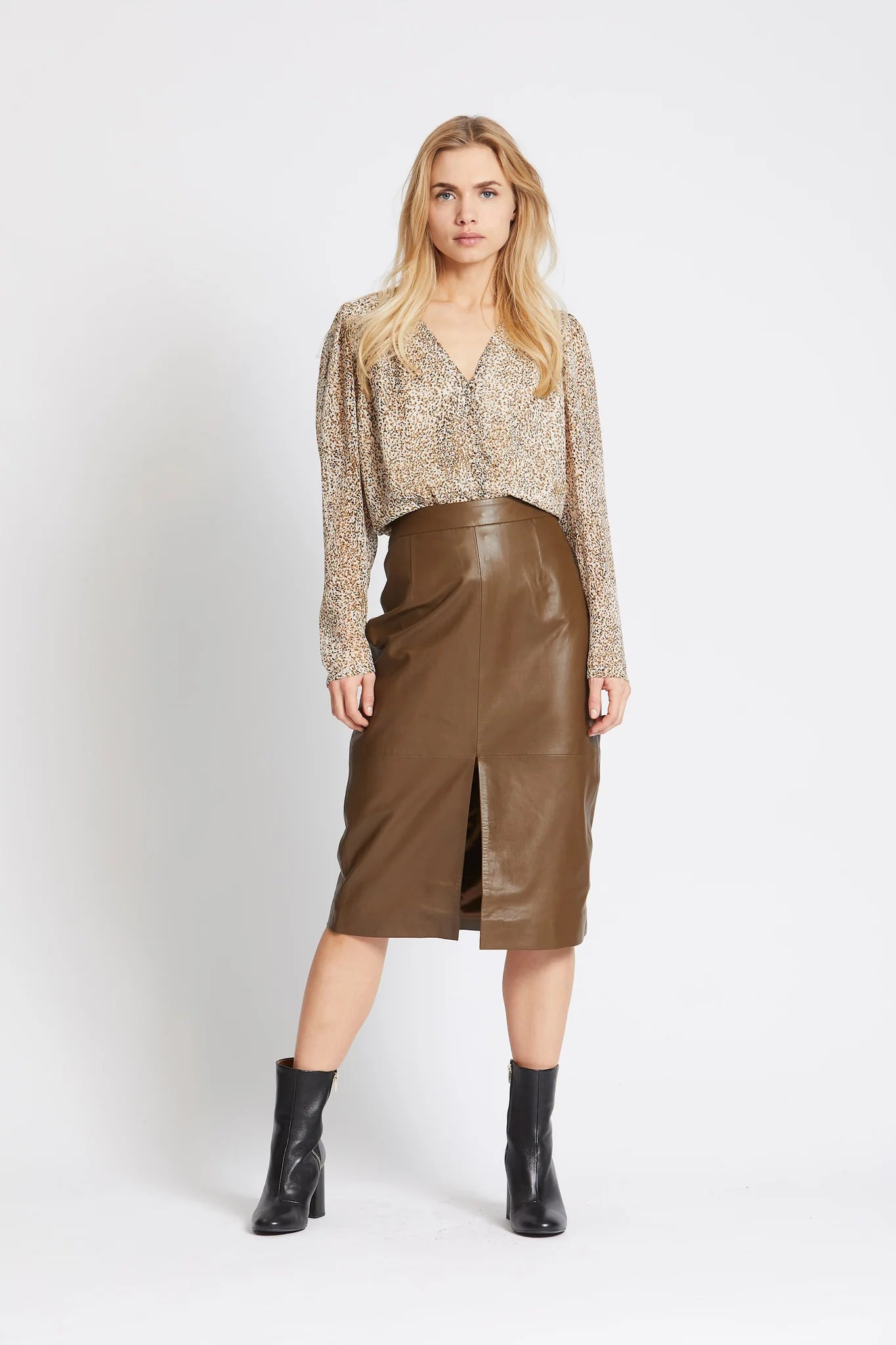 RUE DE FEMME Nuva Leather Skirt | Teak