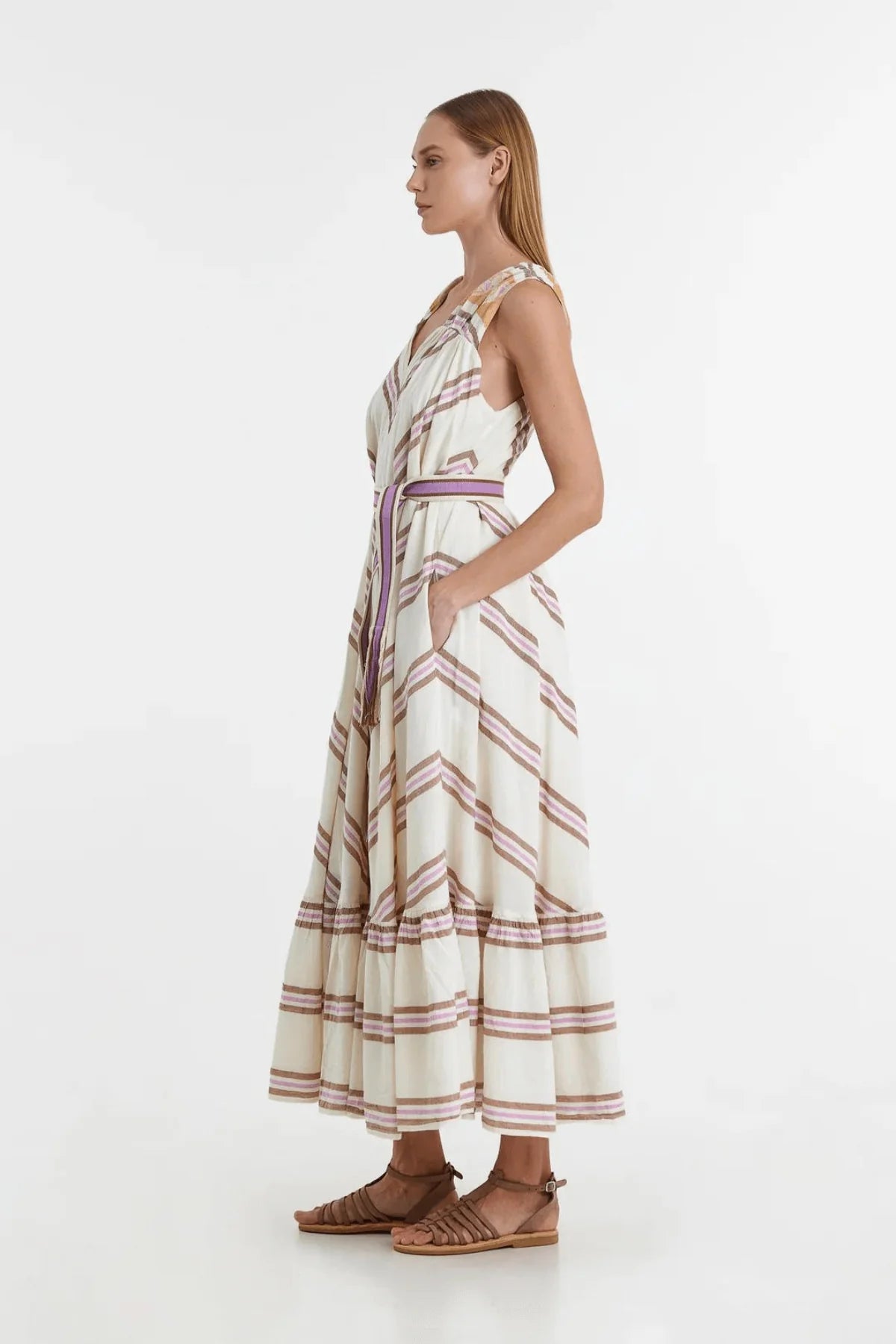 DEVOTION TWINS Nikol Long Dress | Lila Stripe