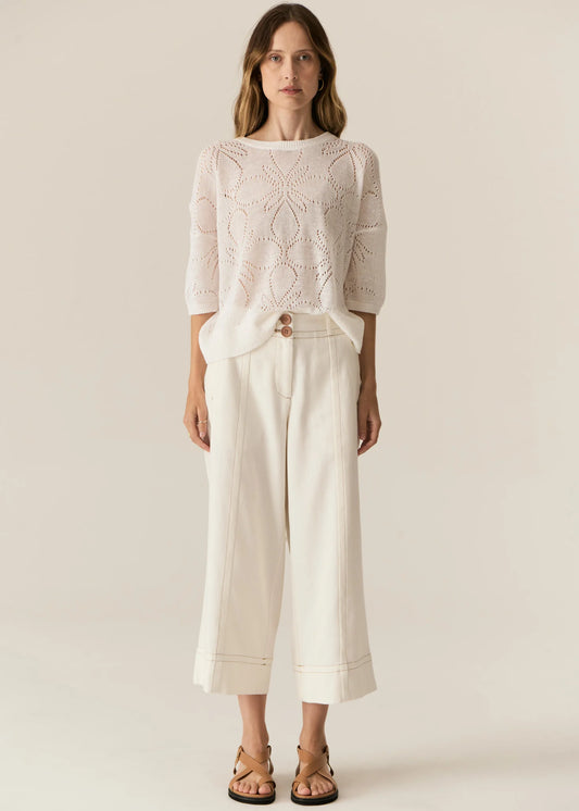 Carsen Crop Denim Pant | Ecru