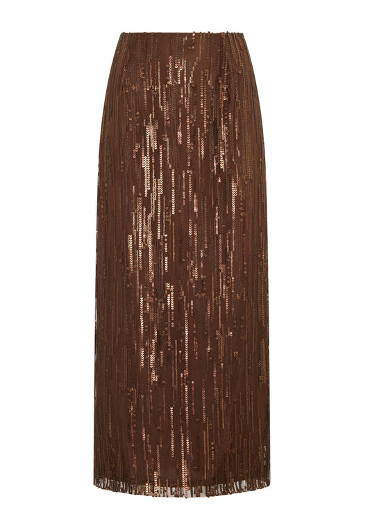 Sequence Beaded Skirt | Choc