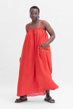 Load image into Gallery viewer, Elk Tia Linen Dress - Tangerine
