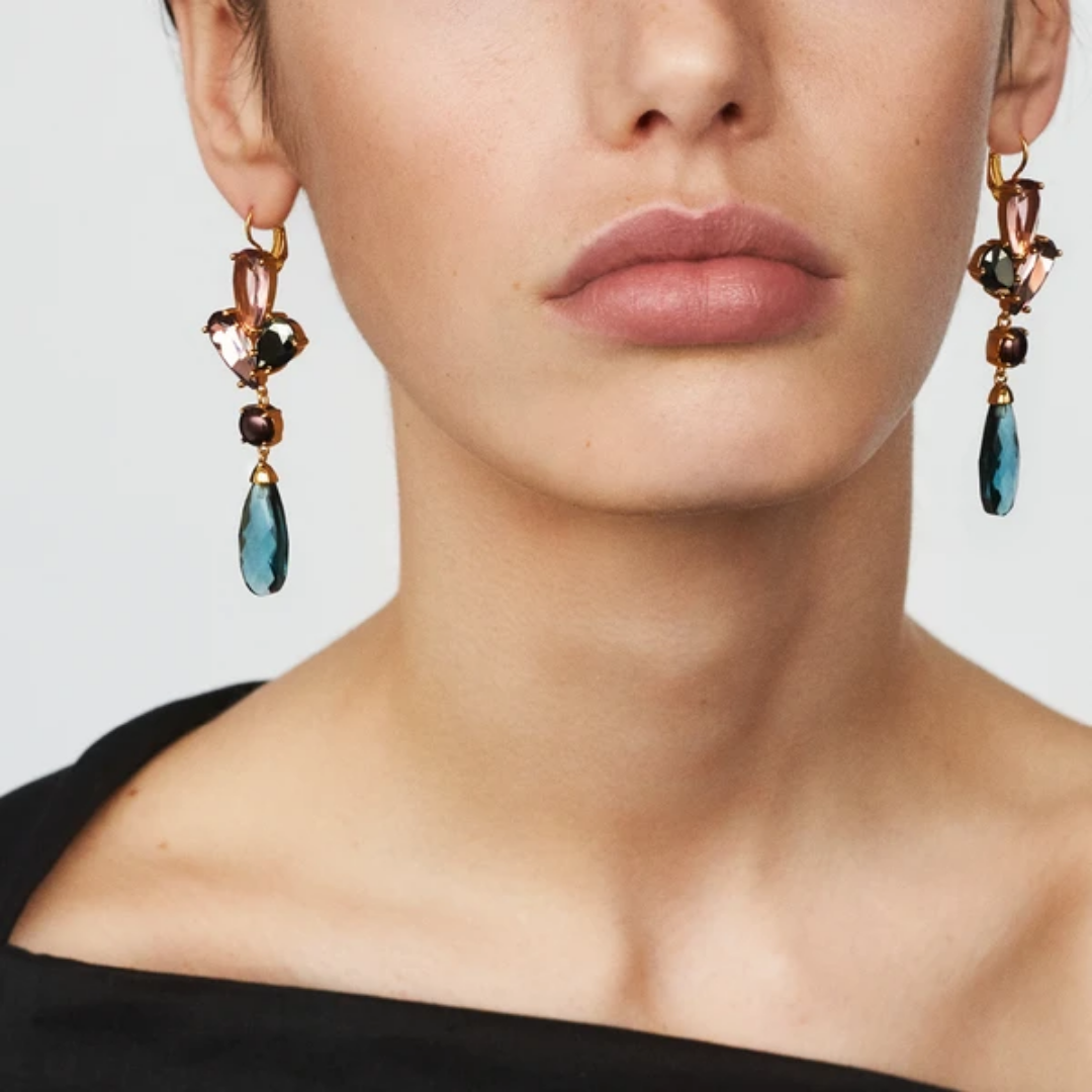 Dyrberg/Kern Apollina Shiny Gold Aubergine Earrings