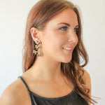 Load image into Gallery viewer, Dyrberg/Kern Yamato Shiny Gold &amp; Crystal Earrings
